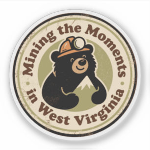 Lustiger Vintage-West-Virginia-Bären-Bergmannshut Aufkleber