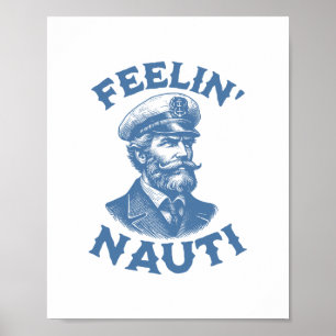 Lustiger Vintage-Yacht-Kapitän fühlt sich frech  Poster