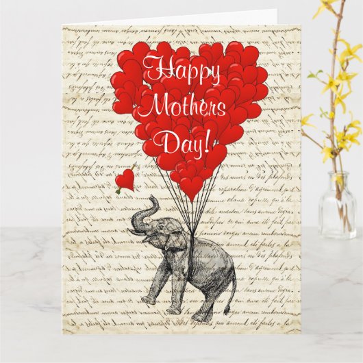 lustiger Vintager Elefantmuttertag Karte (Gelbe Blume)