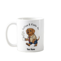 Lustiger Vizsla-Hund im Geschäftsanzug Kaffee