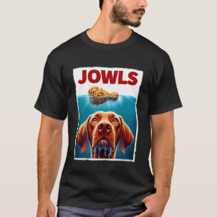 Lustiger Vizsla und gefälschte Wangen des Hundes m T-Shirt