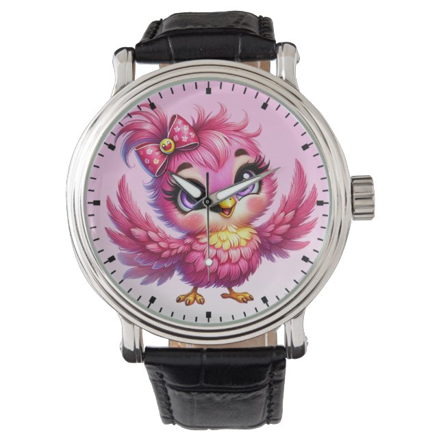 Lustiger Vogel Cartoon Sublimation-56342 Armbanduhr (Vorderseite)