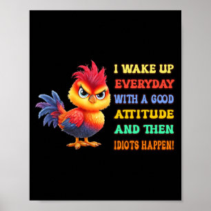 Lustiger Vogel Grumpy Hahn Sarkastischer Zitat Hah Poster