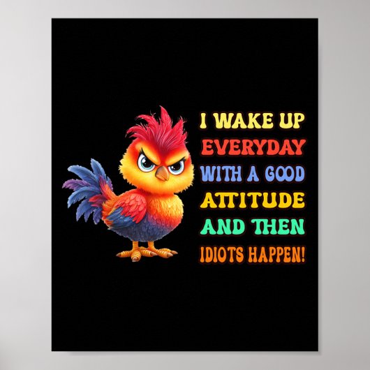 Lustiger Vogel Grumpy Hahn Sarkastischer Zitat Hah Poster (Vorne)