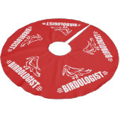 Lustiger Vogelbeobachter Polyester Weihnachtsbaumdecke (Schrägansicht)