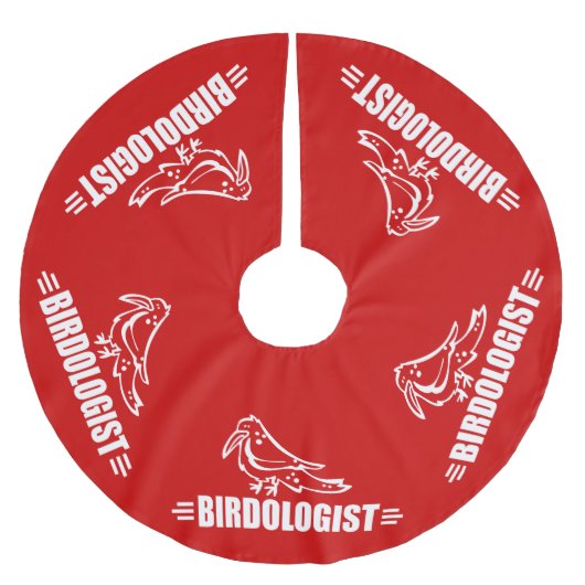 Lustiger Vogelbeobachter Polyester Weihnachtsbaumdecke (Vorderseite)