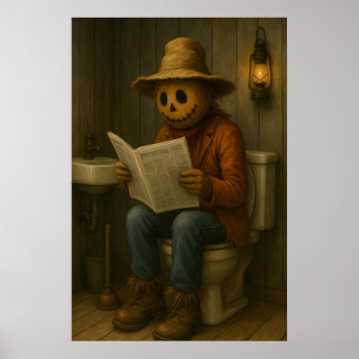Lustiger Vogelscheuchen-Badezimmerdruck, Toiletten Poster