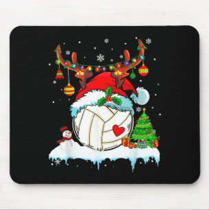 Lustiger Volleyball Weihnachten Rentier Santa Hut Mousepad