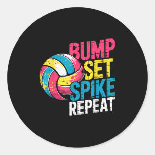 Lustiger Volleyball-Witz Bump Set Spike Repeat Spi Runder Aufkleber