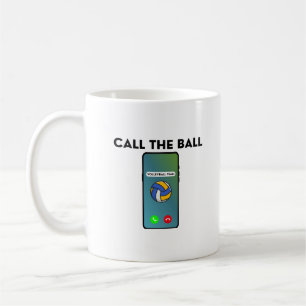 Lustiger Volleyballspieler, der den Ball ruft Kaffeetasse
