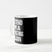 Lustiger vorgespielter feuerspeiender Drache Hallo Kaffeetasse (Vorderseite Links)