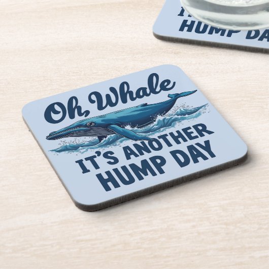 Lustiger Wal-Wortwitz "Oh Wal" Hump Day Design Getränkeuntersetzer (Linke Seite)