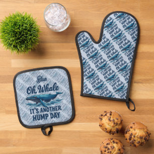 Lustiger Wal-Wortwitz "Oh Wal" Hump Day Design Ofenhandschuh & Topflappen-Set