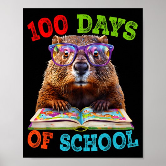 Lustiger Waldmurmeltier 100. Schultag Lehrer Waldm Poster (Vorne)