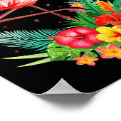 Lustiger Waldmurmeltier, das auf Flamingo-Blumen r Poster (Ecke)