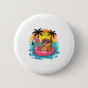 Lustiger Waldmurmeltier Hawaiianischer Flamingo Sc Button