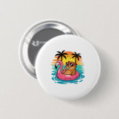 Lustiger Waldmurmeltier Hawaiianischer Flamingo Sc Button (Vorne & Hinten)