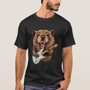 Lustiger Waldmurmeltier-Musiker spielt Gitarre für T-Shirt