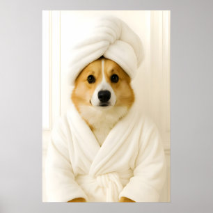 Lustiger walisischer Corgi-Badezimmerdruck, Corgi Poster
