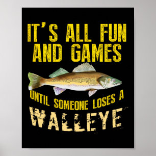 Lustiger Walleye-Angeln Süßwasserfisch Grafik Männ Poster