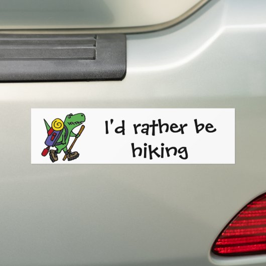 Lustiger wandernder grüner T-Rex Dinosaurier Autoaufkleber (Auf Auto)