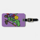 Lustiger wandernder grüner T-Rex Dinosaurier Gepäckanhänger (Vorderseite horizontal)