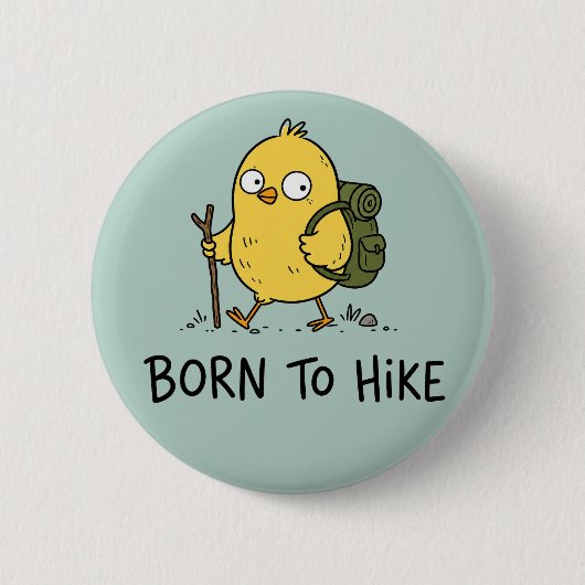 Lustiger Wandervogel Cartoon Button (Vorderseite)