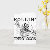 Lustiger Waschbär 2026 Snarky Neujahr, Rollin '202 Karte (Gelbe Blume)