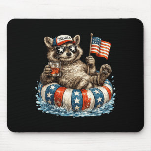 Lustiger Waschbär 4. Juli Amerika Patriotischer Li Mousepad