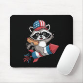 Lustiger Waschbär 4. Juli Hot Dog Vierter Juli Mousepad (Mit Mouse)