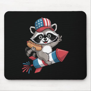 Lustiger Waschbär 4. Juli Hot Dog Vierter Juli Mousepad
