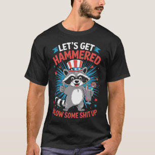 Lustiger Waschbär 4. Juli Patriotisches Design T-Shirt