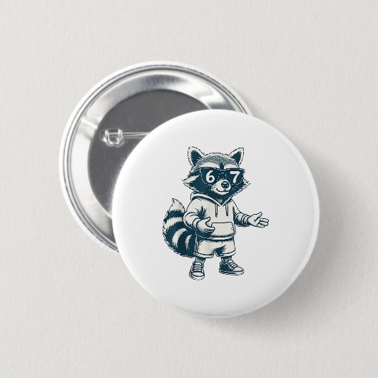 Lustiger Waschbär 67 Meme Sechs Sieben Button (Vorne & Hinten)