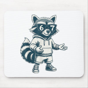 Lustiger Waschbär 67 Meme Sechs Sieben Mousepad
