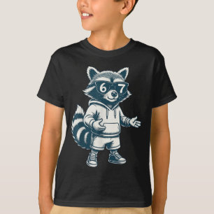 Lustiger Waschbär 67 Meme Sechs Sieben T-Shirt