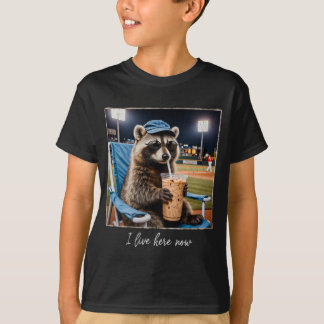 Lustiger Waschbär Baseball Ich Wohne Hier Jetzt T-Shirt