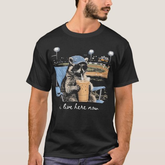 Lustiger Waschbär Baseballfeld Ich Lebe T-Shirt (Vorderseite)