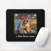Lustiger Waschbär Baseballfeld Spielfeld lebt hier Mousepad (Mit Mouse)