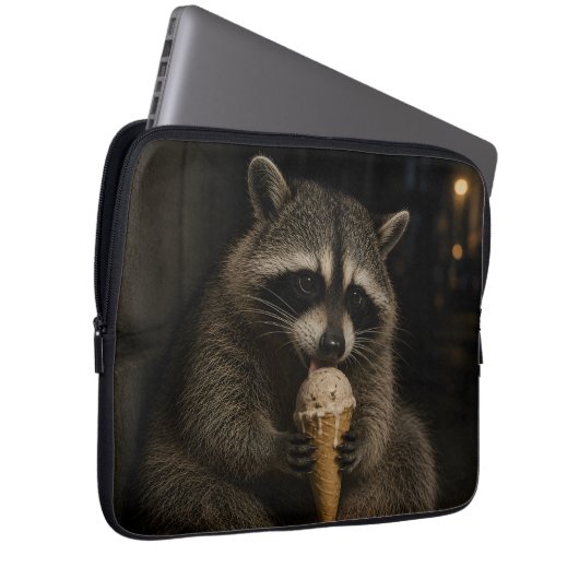 Lustiger Waschbär, der Eiscreme isst Laptopschutzhülle (Vorne Rechts)