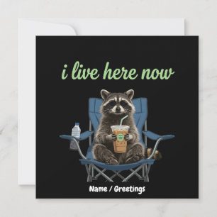 Lustiger Waschbär-Eiskaffee Ich lebe jetzt hier Einladung