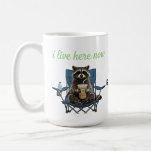 Lustiger Waschbär-Eiskaffee Ich lebe jetzt hier  Kaffeetasse