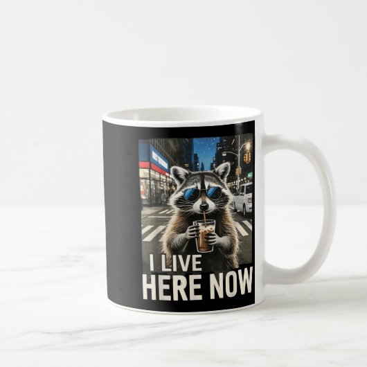 Lustiger Waschbär-Eiskaffee Lebe Hier Stadtmüll Kaffeetasse (Rechts)