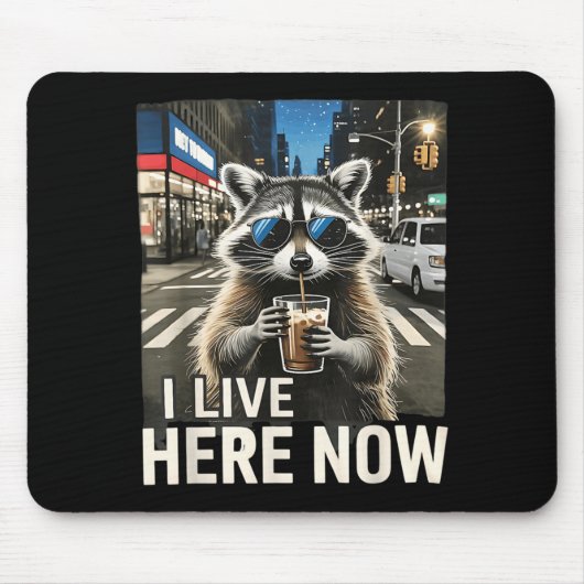 Lustiger Waschbär-Eiskaffee Lebe Hier Stadtmüll Mousepad (Vorne)