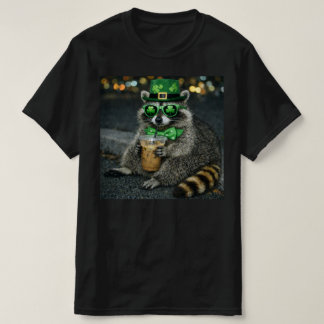 Lustiger Waschbär-Eiskaffee St. Patrick's Day, Ret T-Shirt