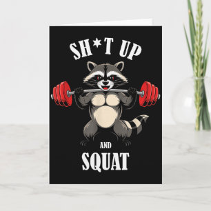 Lustiger Waschbär Fitness Kniebeugen Workout Gewic Karte