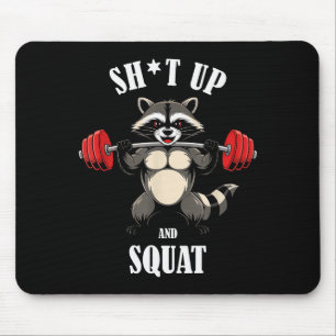 Lustiger Waschbär Fitness Kniebeugen Workout Gewic Mousepad