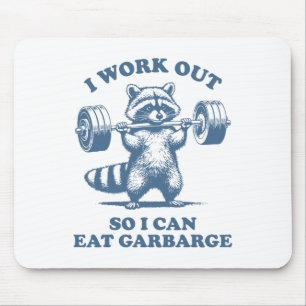 Lustiger Waschbär Fitnessstudio Humor Ich trainier Mousepad