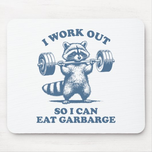 Lustiger Waschbär Fitnessstudio Humor Ich trainier Mousepad (Vorne)