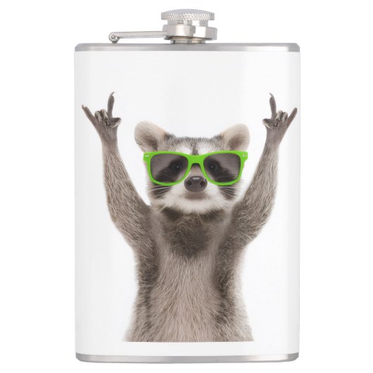 Lustiger Waschbär Flachmann (Vorderseite)