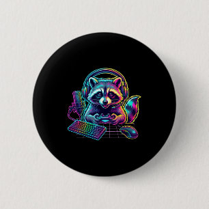 Lustiger Waschbär-Gamer-Videospiel-Gaming-Liebhabe Button